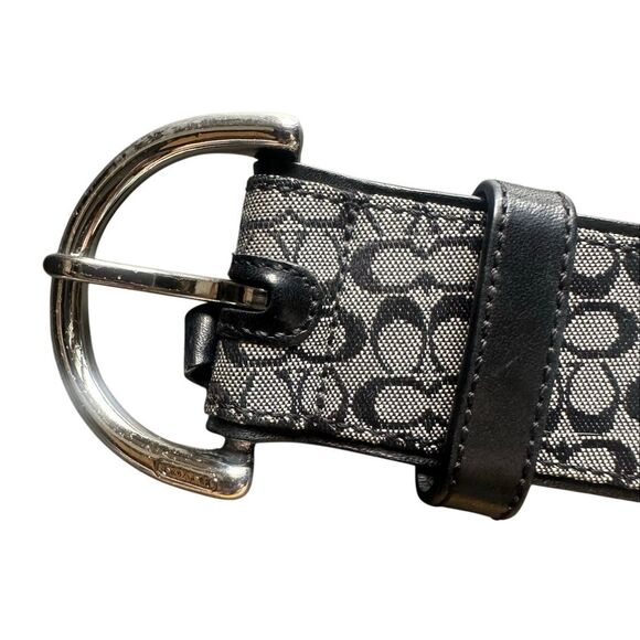 Coach Classic Mini Monogram Silver Buckle Black and white Belt 3977 main image 4